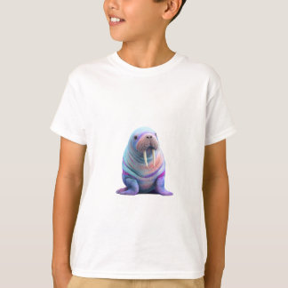 Pastel Regenboog Wattenstaaf Walrus Kinderen T-shirt