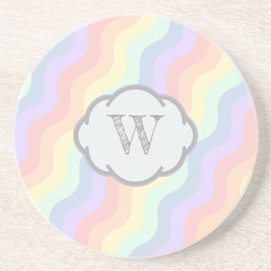 Pastel Regenboog Waves Zandsteen Onderzetter (Voorkant)