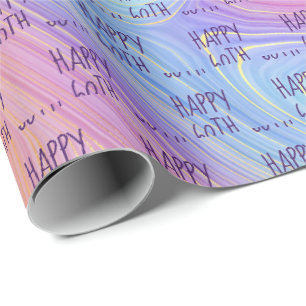 Pastel Regenboog Wervelende 60e Verjaardag Inpakpa Cadeaupapier