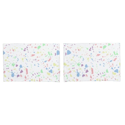 Pastel regenboog wit Abstract Terrazzo Patroon Kussensloop (Voorkant-Set)
