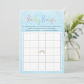 Pastel Regenboog & Wolken Baby Bingo Kaart (Staand voorkant)