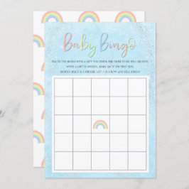 Pastel Regenboog & Wolken Baby Bingo Kaart