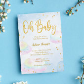 Pastel regenboog wolken glitter goud baby shower kaart