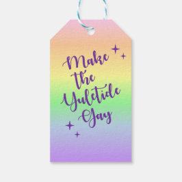 Pastel Regenboog Yuletide Vakantie Aangepast Cadeaulabel