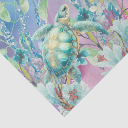 Pastel Regenboog & Zee Schildpadden Decoupage Tissuepapier (Detail)