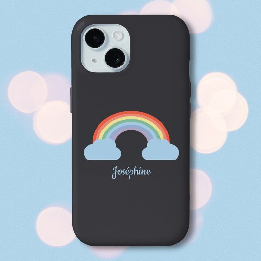 Pastel Regenboog Zwart iPhone 15 Case