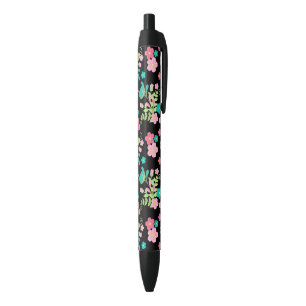 Pastel Regenboog Zwarte Bloementuin Bloemen Blader Inkt Pen