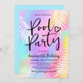 Pastel Regenboog Zwembad Verjaardagsfeest Kaart (Voorkant / Achterkant)