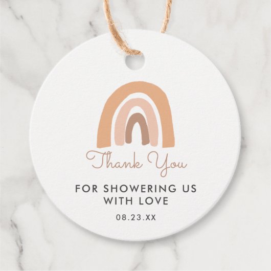 Pastel RegenboogBaby shower Hartelijk dank voor de Bedankjes Labels (Voorkant)