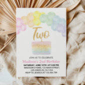 Pastel Regenboogballon 2e verjaardag uitnodiging