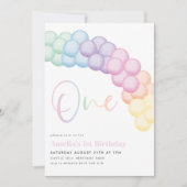 Pastel regenboogballon Garland 1e verjaardag Kaart (Voorkant)