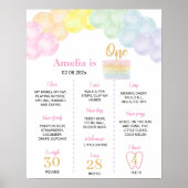 Pastel Regenboogballon Verjaardag Milestone Poster (Voorkant)