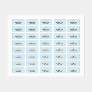 Pastel Regenboogblauw Waterbestendige kledingstof  Labels
