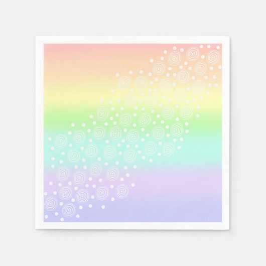 Pastel Regenboogcirkels in Cirkels Servet (Voorkant)