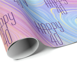 Pastel Regenboogdraf 40th Birthday Wrapping Paper Cadeaupapier