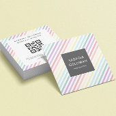 Pastel Regenboogeenheid Groene Stripes QR CODE Vierkante Visitekaartje