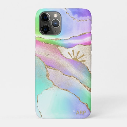 *~* Pastel Regenbooggewas Sun Rays Gold Star Dust Case-Mate iPhone Case (Achterkant)