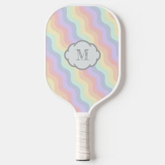 Pastel Regenbooggolven Pickleball Paddle (Voorkant)