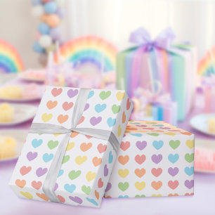 Pastel regenboogharten cadeaupapier
