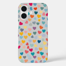 Pastel regenboogharten iPhone 16 hoesje