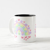 Pastel regenboogharten Hond Schilderen Drukken Tweekleurige Koffiemok (Voorkant links)