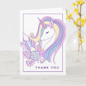 Pastel Regenbooghoorn | Dank u wel Kaart (Gele Bloem)