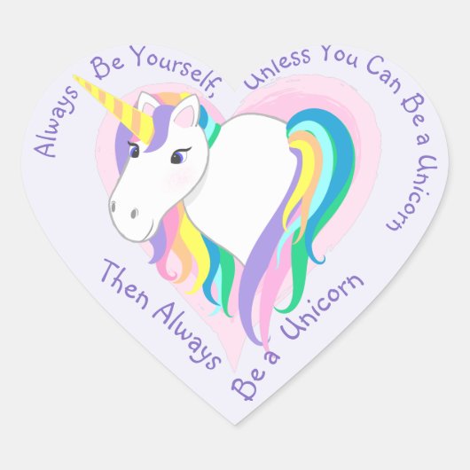 Pastel regenbooghoorn - Heart - Heart Shape Sticke Hart Sticker (Voorkant)