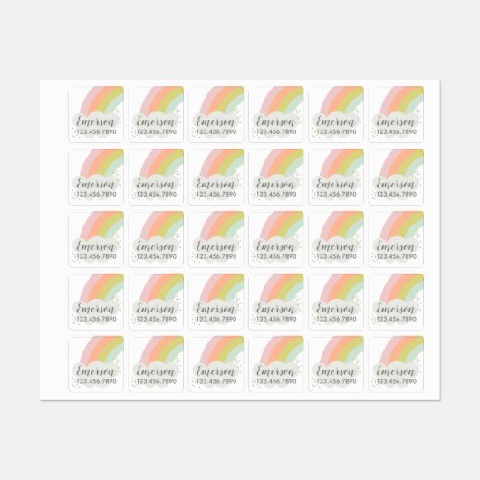 Pastel RegenboogKinderen Labels (Vel)