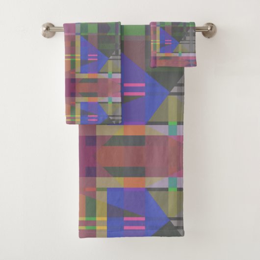 Pastel regenboogkleurig geometrisch bad handdoek (Insitu)