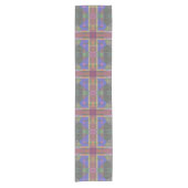 Pastel regenboogkleurig geometrisch korte tafelloper (Voorkant)