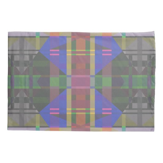 Pastel regenboogkleurig geometrisch kussensloop (Achterkant)