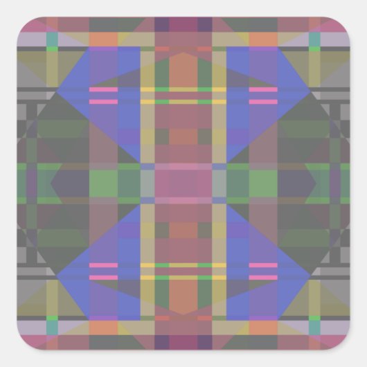 Pastel regenboogkleurig geometrisch vierkante sticker (Voorkant)