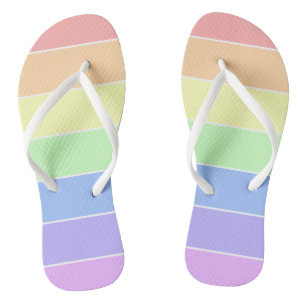 Pastel regenboogkleurig Stripspatroon zomer Teenslippers