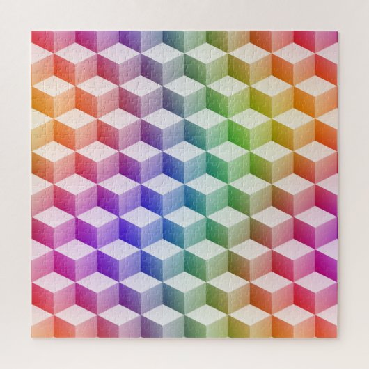 Pastel Regenboogkleurige 3D-blikjes met schuine st Legpuzzel (Verticaal)