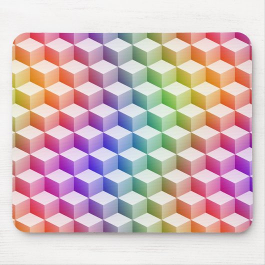 Pastel Regenboogkleurige 3D-blikjes met schuine st Muismat (Voorkant)
