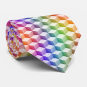 Pastel Regenboogkleurige 3D-blikjes met schuine st Stropdas (Opgerold)