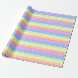 Pastel regenboogkleurige strepen cadeaupapier