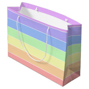 Pastel regenboogkleurige strepen groot cadeauzakje