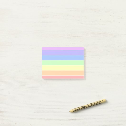 Pastel regenboogkleurige strepen post-it® notes (Op bureau)