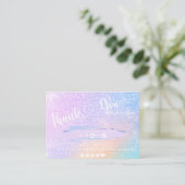 Pastel Regenbooglitter Iridescent Dank je wel Busi Visitekaartje (Staand voorkant)