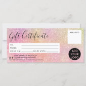 Pastel regenbooglitter roze cadeaubon logo (Voorkant)