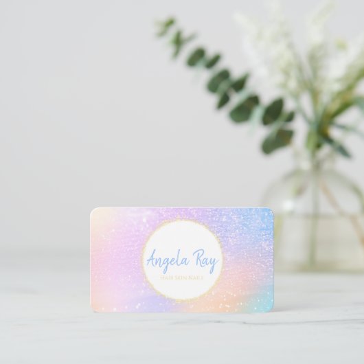 Pastel Regenbooglitter Visitekaartjes (Staand voorkant)