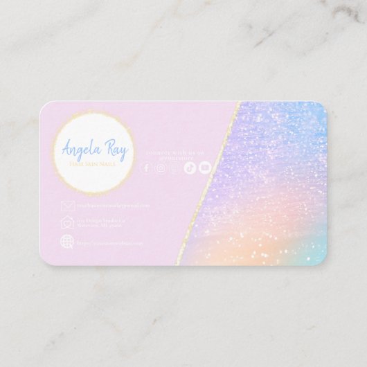 Pastel Regenbooglitter Visitekaartjes (Achterkant)