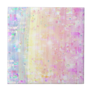 Pastel Regenboogontwerp van roze, blauw, geel Cera Tegeltje