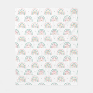 Pastel Regenboogpatroon met Harten Fleece Deken