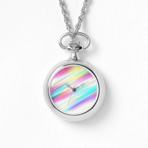 Pastel regenboogpenseelstreken horloge