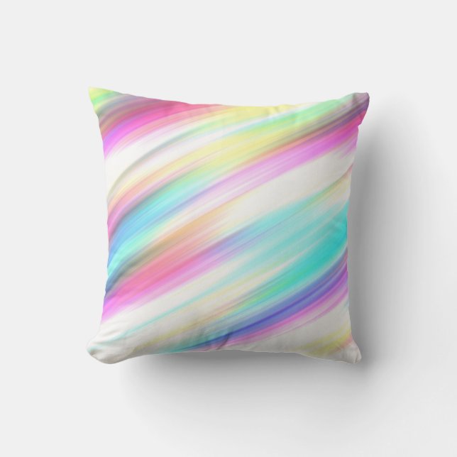 Pastel regenboogpenseelstreken kussen (Voorkant)