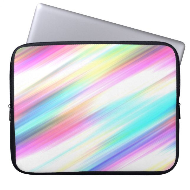 Pastel regenboogpenseelstreken laptop sleeve (Voorkant)