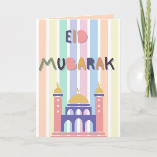 Pastel RegenboogregenboogKinderen Eid Mubarak Eid  Aankondiging (Voorkant)