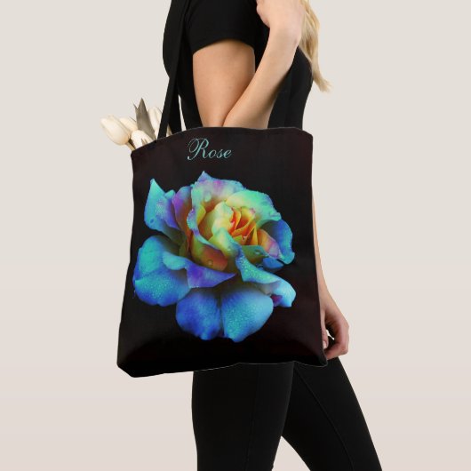 Pastel regenboogRoos Canvas tas *Personaliseren* (Dichtbij)